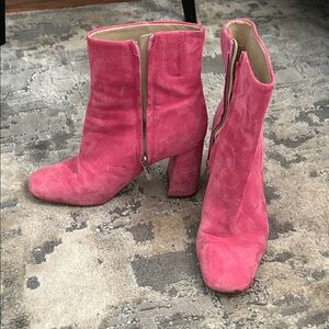 Pink Sam Eldelman Suede Ankle Boots